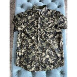 Columbia PHG Shirt Men's Button-Down Lightweight Green Camo Hunting Size Medium